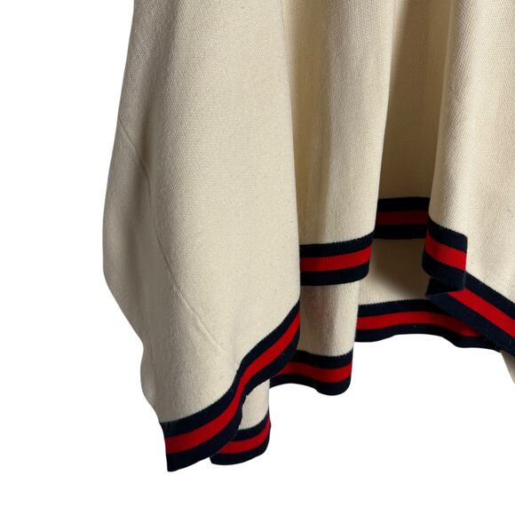 Tuckernuck Camden Ivory Striped V-Neck Soft Knit Poncho Cape Sweater One Size - Picture 8 of 15